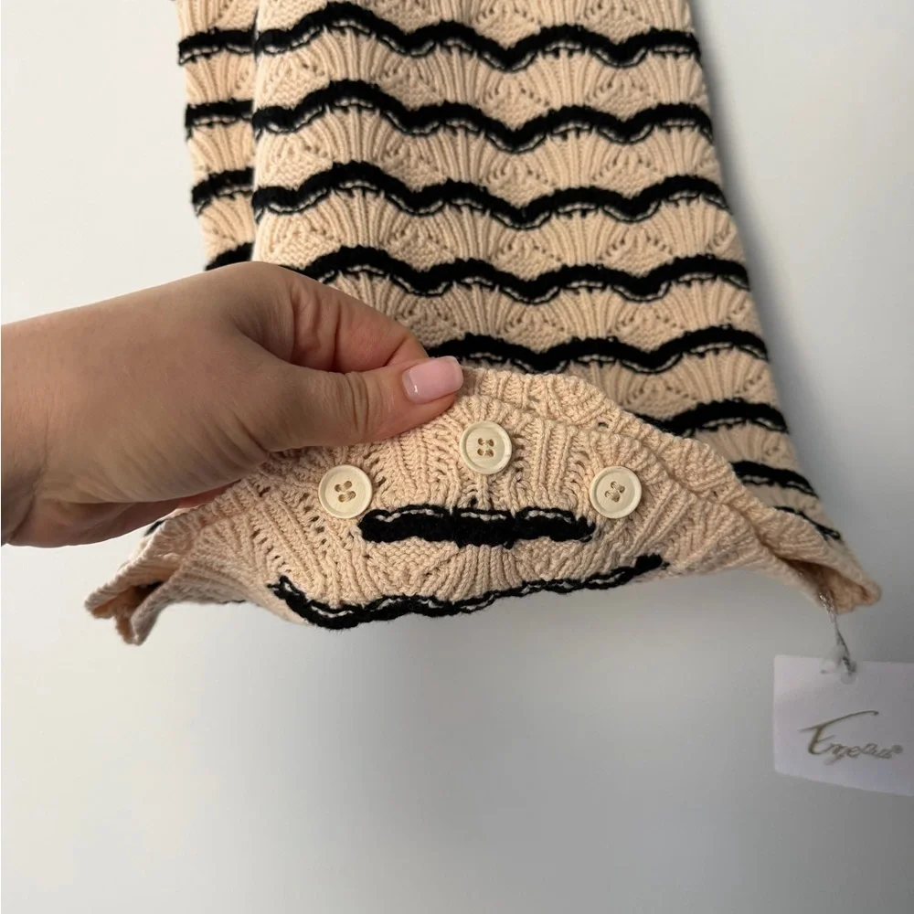 Toddler Cream and Black Striped Knit Cardigan Set - Picture 7 of 12